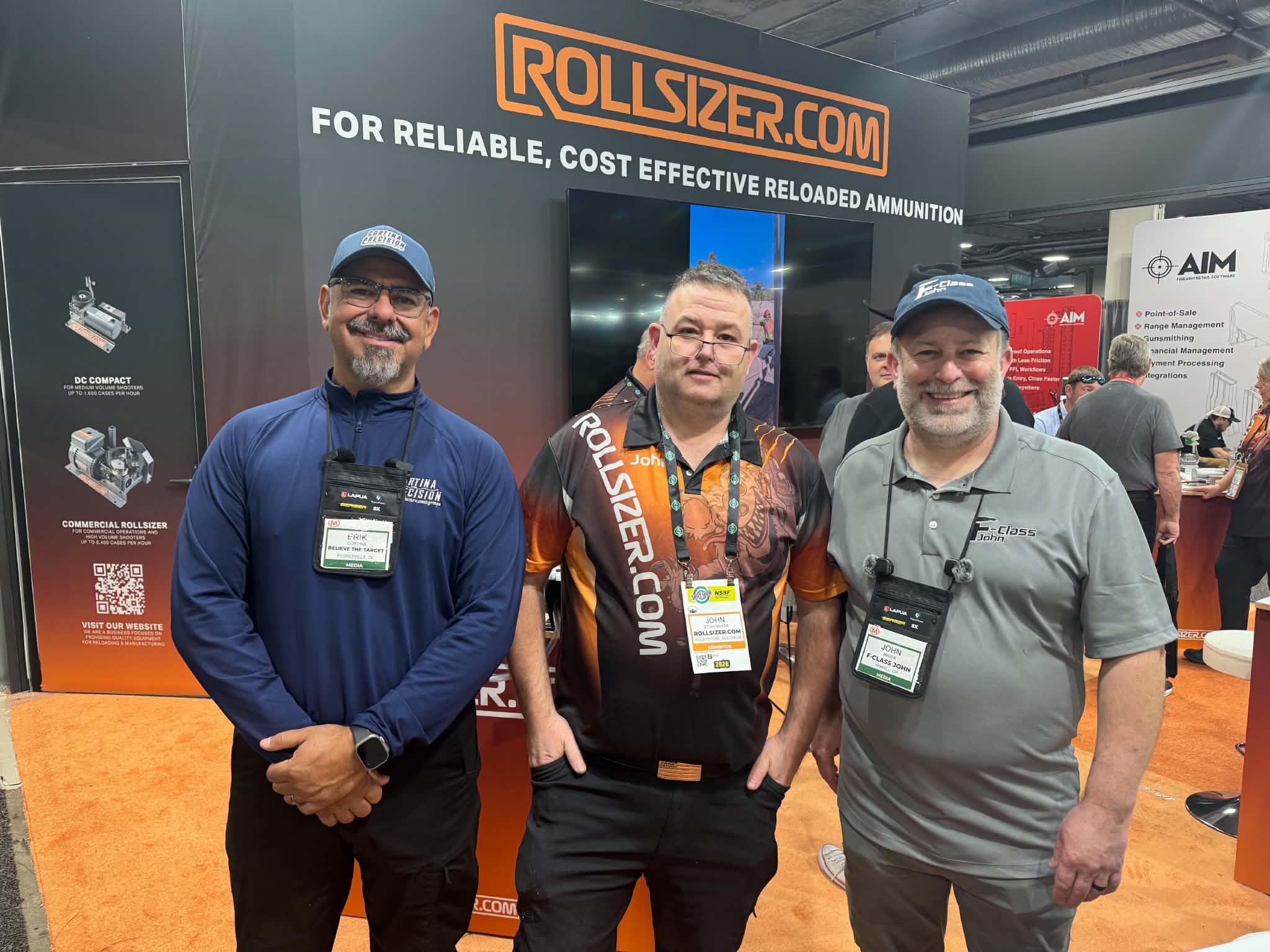 Erik Cortina, John Stuhlmiller, and John Masek at the Rollsizer booth